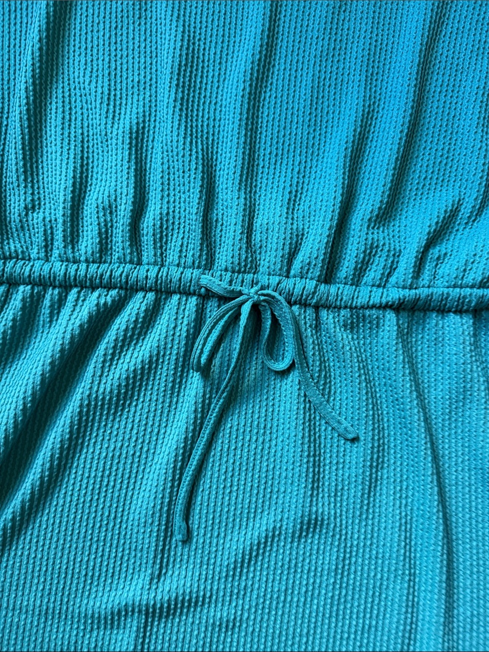 Maurices Teal Drawstring-Waist Waffle Knit Mini Dress - Picture 4 of 5